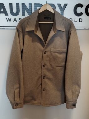 Banana Republic Taupe Button-Up Wool Shacket